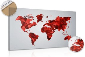Εικόνα στον παγκόσμιο χάρτη φελλού σε διανυσματικό γραφικό σχέδιο με κόκκινο χρώμα - 90x60  arrow