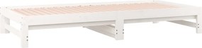 vidaXL Καναπές Κρεβάτι Συρόμενος Λευκός 2x(90x190) εκ. από Μασίφ Πεύκο