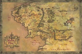 Αφίσα The Lord of the Rings - Map of the Middle Earth, (91.5 x 61 cm)