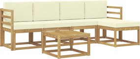 vidaXL Σειρά Καναπέ Εξωτερικού με μαξιλάρι 6 pcs Λευκό και Κρεμ