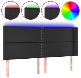vidaXL Κεφαλάρι Κρεβατιού LED Μαύρο 183x16x118/128 εκ. Συνθετ. Δέρμα