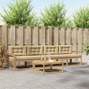 vidaXL Σειρά Καναπέ Εξωτερικού με μαξιλάρι 4 pcs Λευκό και Μπεζ