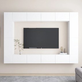 vidaXL Έπιπλα Τηλεόρασης Σετ 8 Τεμαχίων Λευκό από Επεξ. Ξύλο
