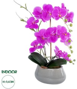 Artificial Garden HOT PINK ORCHID 21119 Διακοσμητικό Φυτό Έντονο Ροζ Ορχιδέα Υ43cm Globostar-21119-Φούξια 21119