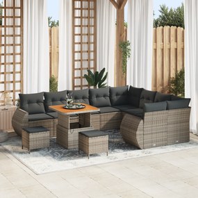 vidaXL Σετ Καναπέ Κήπου 12 pcs Γκρι συνθετικό ρατάν