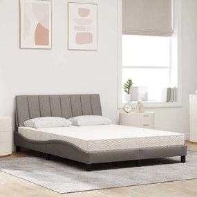 vidaXL Κρεβάτι με Στρώμα Taupe 120x200 εκ. Υφασμάτινο