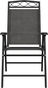 vidaXL Πτυσσόμενες καρέκλες 2 τεμ. Melange Grey Steel και Textilene