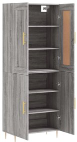vidaXL Ντουλάπι Γκρι Sonoma 69,5 x 34 x 180 εκ. Επεξεργασμένο Ξύλο