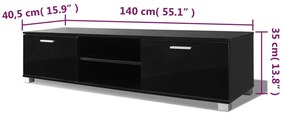 vidaXL Έπιπλο Τηλεόρασης Γυαλιστερό Μαύρο 140 x 40,5 x 35 εκ.