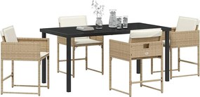 vidaXL Σέτ φαγητού για κήπο 5 pcs Μπεζ συνθετικό ρατάν