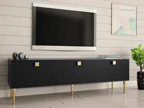 Τραπέζι Tv Merced S100, Χρυσό, Μαύρο, Ο αριθμός των θυρών: 3, 180x54x40cm, 34 kg | Epipla1.gr