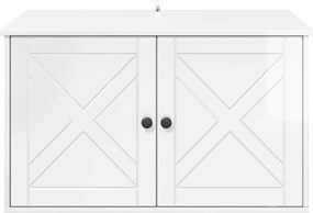 vidaXL Σπίτι Γάτας Λαμπερό Λευκό 85 x 55 x 50,5 εκ Επεξεργασμένο Ξύλο