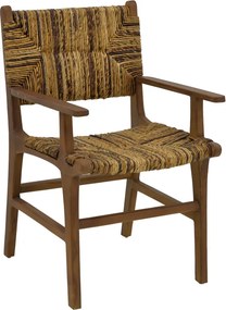Πολυθρόνα Refane pakoworld φυσικό teak ξύλο-banana σχοινί 55x60x85εκ