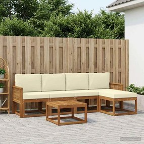 vidaXL Σειρά Καναπέ Εξωτερικού 6 pcs Φυσικό και Κρέμα Πολυεστέρας
