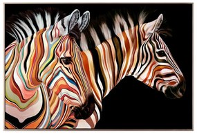 Πίνακας Σε Καμβά Color Zebra 021094 63x93xH3,5cm Multi Οριζόντιοι Ξύλο, Καμβάς