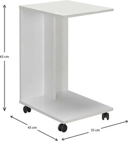 Τραπεζάκι βοηθητικό C-Shaped Megapap χρώμα λευκό gloss 35x45x65εκ.