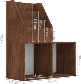 vidaXL Παιδικό Ράφι Περιοδικών Καφέ Δρυς 71x30x78,5 εκ. Επεξεργ. ξύλο