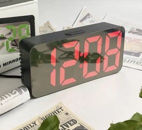 LED ρολόι ξυπνητήρι καθρέφτης μαύρο με κόκκινα ψηφία DS-3622X OEM