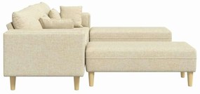 vidaXL Υφασμάτινος καναπές με μαξιλάρι 3 pcs Κρεμ 208 εκ. ύφασμα
