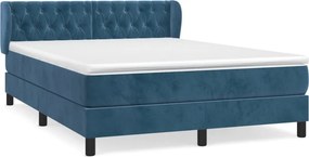 vidaXL Κρεβάτι Boxspring με Στρώμα Σκούρο Μπλε 140x200 εκ. Βελούδινο