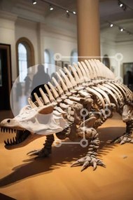 Intra Συλλεκτικό Ξύλινο Παζλ Plywood 4mm - Έκθεση σκελετού δεινοσαύρων στο Μουσείο Τέχνης Σε Ξύλινο Κουτί - Διαστάσεις Puzzle: 10x10 cm – 25 κομμάτια