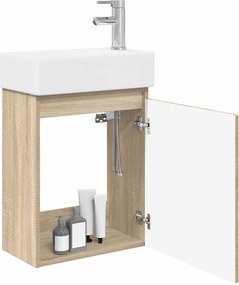 vidaXL Μονάδα μπάνιου με βρύση Sonoma Δρυς 45,5 x 22,5 x 84 εκ