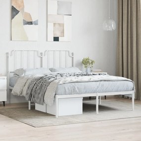 Πλαίσιο Κρεβατιού με Κεφαλάρι Λευκό 150 x 200 εκ. Μεταλλικό - Λευκό
