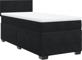 vidaXL Κρεβάτι Boxspring με Στρώμα Μαύρο 90x200 εκ. Βελούδινο