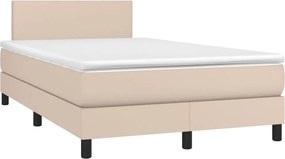 vidaXL Κρεβάτι Boxspring Στρώμα&amp;LED Καπουτσίνο 120x200 εκ. Συνθ. Δέρμα