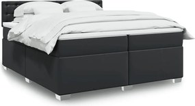 vidaXL Κρεβάτι Boxspring με Στρώμα Μαύρο 200x200 εκ. Συνθετικό Δέρμα
