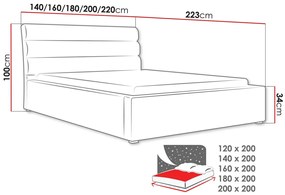 Κρεβάτι Pomona 110, Διπλό, Μαύρο, 160x200, Ταπισερί, Τάβλες για Κρεβάτι, 180x223x100cm, 81 kg | Epipla1.gr
