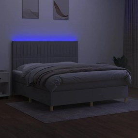 vidaXL Κρεβάτι Boxspring με Στρώμα &amp; LED Αν.Γκρι 160x200εκ. Υφασμάτινο