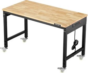 VEVOR 48" Workbench on Wheels Adjustable Height Table with Power Outlet &amp; Pegboard