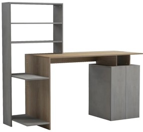 Intrahome Γραφείο με βιβλιοθήκη και ντουλάπι Meza Intrahome σε sonoma-γκρι cement απόχρωση 146.3x55x128.8εκ | SKU: INTRAPA-341111168
