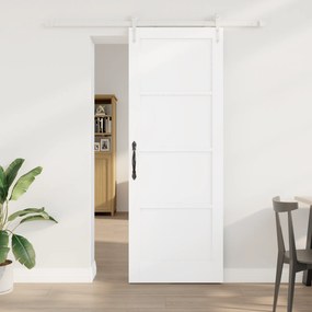 vidaXL Συρόμενη Πόρτα  με Σετ Εξαρτημάτων Λευκή 78x211 εκ Συμπαγές Ξύλο Πεύκου
