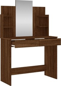 vidaXL Μπουντουάρ με Καθρέφτη Καφέ Δρυς 96 x 39 x 142 εκ.