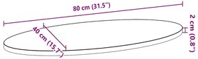 Επιτραπέζια επιφάνεια Σκούρο Καφέ 80x40x2 εκ. Ξύλο Δρυός Οβάλ - Καφέ