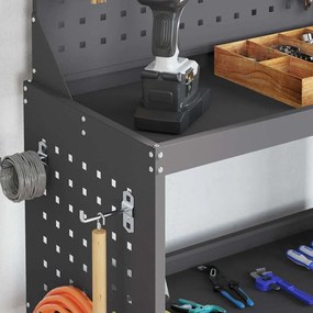 vidaXL Καρότσι εργαλείων με ράφι Μαύρο 65 x 35 x 111 εκ Κρύα χάλυβας