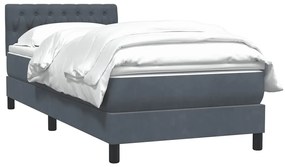 vidaXL Κρεβάτι Boxspring με Στρώμα Σκούρο Γκρι 80x220 εκ. Βελούδινο