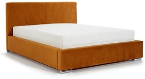 Μονό Κρεβάτι Catalia, πορτοκαλί με ασημί πόδια 160x105x220cm-BOG7488