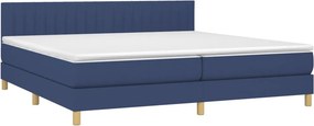 vidaXL Κρεβάτι Boxspring με Στρώμα Μπλε 200x200 εκ. Υφασμάτινο