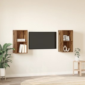 vidaXL Τηλεοπτική Κάβα Τοίχου 2 pcs Παλιό ξύλο 37 x 37 x 72 εκ