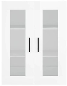 Ντουλάπι Γυαλιστερό Λευκό 69,5x34x180 εκ. Επεξεργασμένο Ξύλο - Λευκό