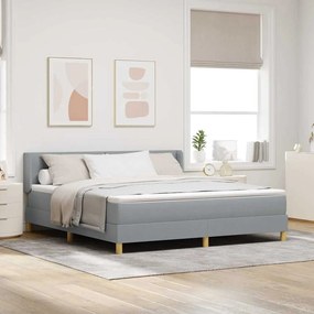 vidaXL Κρεβάτι Box Spring με Στρώμα σε Γκρίζο Ανοιχτό, 180x200 cm