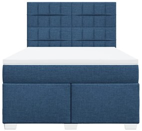 Κρεβάτι Boxspring με Στρώμα Μπλε 140x200 εκ. Υφασμάτινο - Μπλε