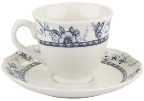Φλυτζάνια Καφέ Με Πιατάκια Tiffany (Σετ 6Τμχ) PR24324B09 100ml White-Blue Oriana Ferelli® Πορσελάνη