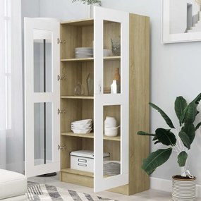 vidaXL Βιτρίνα Λευκό/Sonoma Δρυς 82,5 x 30,5 x 150 εκ. Μοριοσανίδα