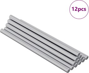 vidaXL Ράβδος Με Σπείρωμα 12 pcs Ασημί 6 x 120 mm Ατσάλι