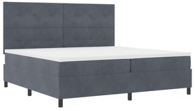 vidaXL Κρεβάτι με Στρώμα & LED Σκούρο Γκρι 200x200 εκ Βελούδο