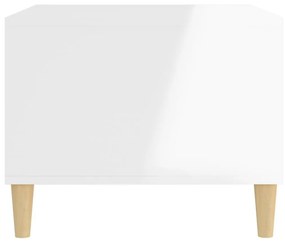 Τραπεζάκι Σαλονιού Γυαλ. Λευκό 60x50x40 εκ. Επεξεργασμένο Ξύλο - Λευκό